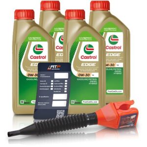 Castrol 4x 1 L EDGE 0W-30 LL + Ölwechsel-Anhänger + Einfülltrichter [Hersteller-Nr. 15FEFB]