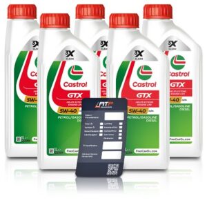 Castrol 5x 1 L GTX 5W-40 A3/B4 + Ölwechsel-Anhänger [Hersteller-Nr. 15F686]