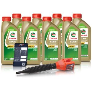 Castrol 8x 1 L EDGE 5W-30 LL + Ölwechsel-Anhänger + Einfülltrichter [Hersteller-Nr. 15F7DA]
