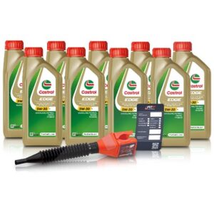 Castrol 9x 1 L EDGE 5W-30 M + Ölwechsel-Anhänger + Einfülltrichter [Hersteller-Nr. 15F6DA]