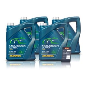 Mannol 4x 5 L Molibden Ultra 5W-30 + Ölwechsel-Anhänger [Hersteller-Nr. 41656276]