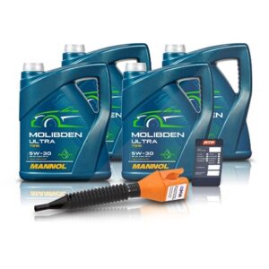 Mannol 4x 5 L Molibden Ultra 5W-30 + Ölwechsel-Anhänger + Trichter [Hersteller-Nr. 41656584]